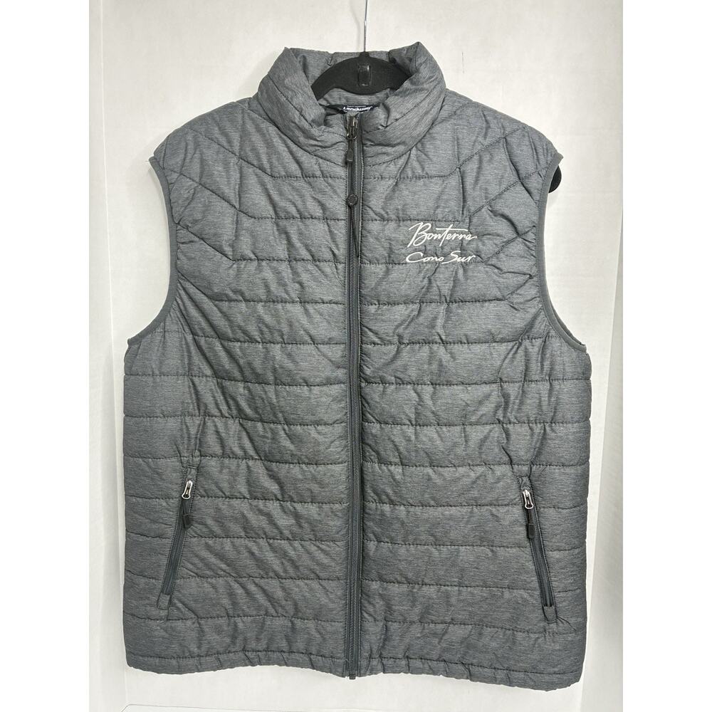 Landway Outerwear Men's MED Gray Full Zip Puffer Vest Pockets Bonterra Cono Sur